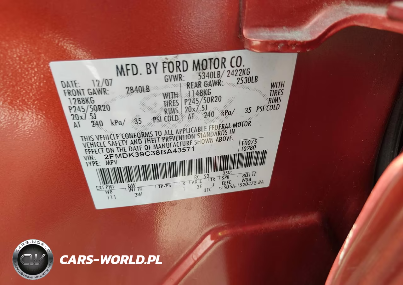 2008 Ford Edge Limited VIN:2FMDK39C38BA43571 - 9