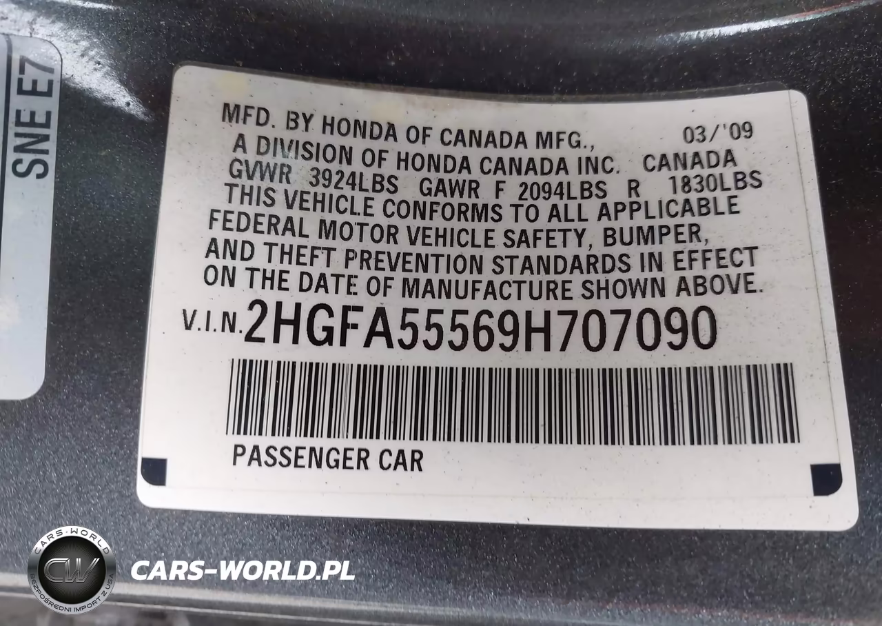 2009 Honda Civic Si VIN:2HGFA55569H707090 - 9
