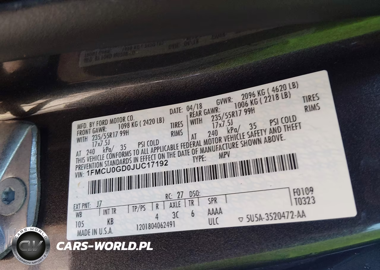 2018 Ford Escape Se VIN:1FMCU0GD0JUC17192 - 9