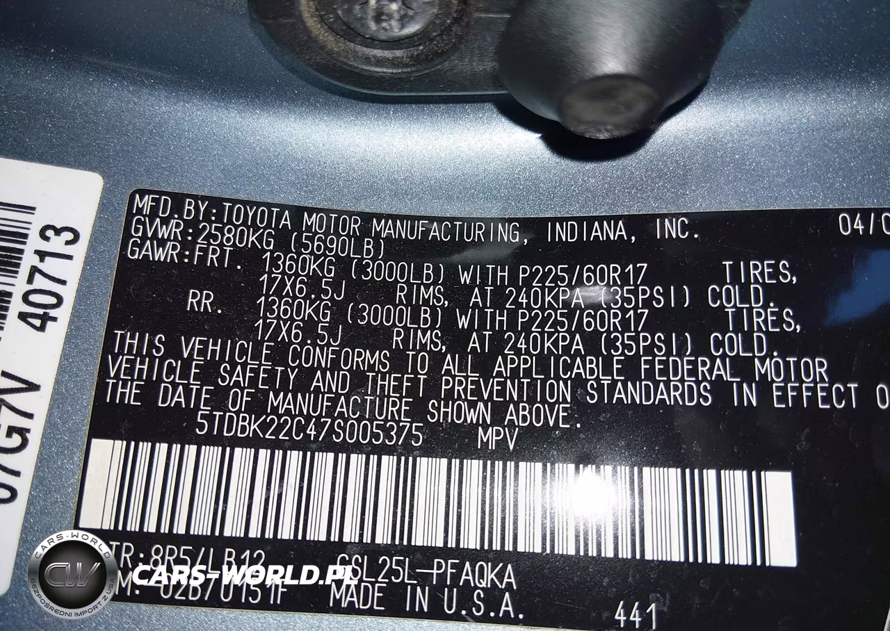 2007 Toyota Sienna Xle Limited VIN:5TDBK22C47S005375 - 9
