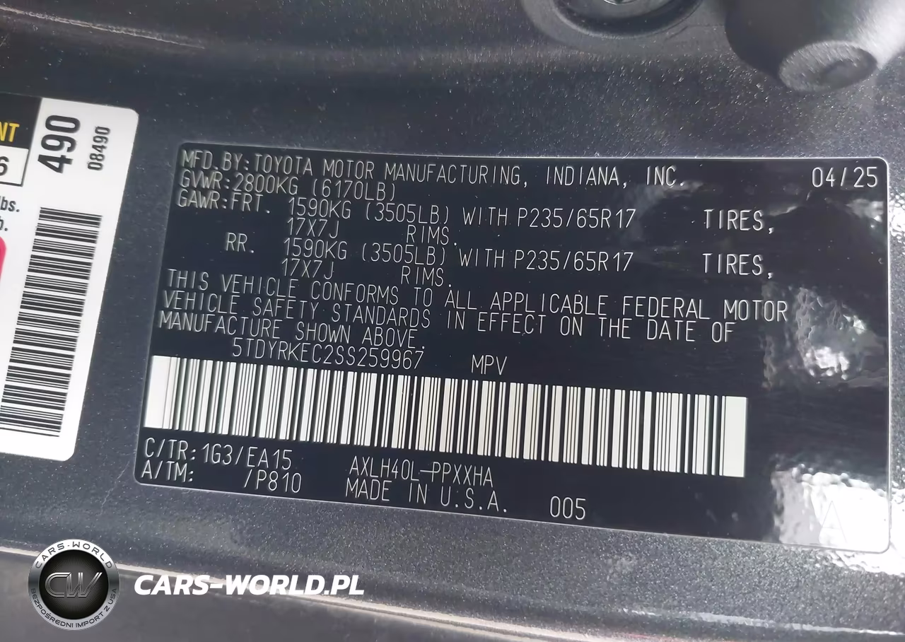 2025 Toyota Sienna Xle-Xle 8 Passenger VIN:5TDYRKEC2SS259967 - 9