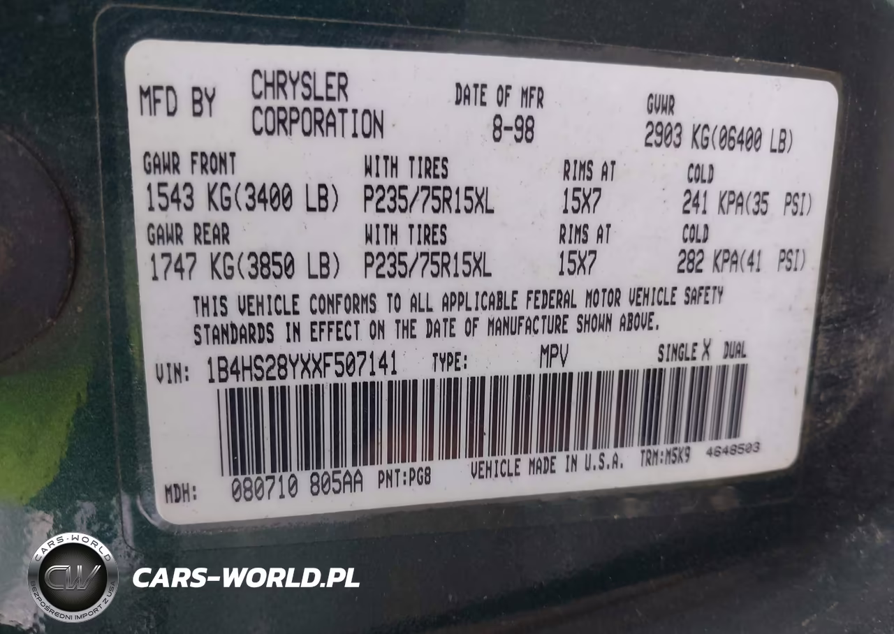 1999 Dodge Durango VIN:1B4HS28YXXF507141 - 9