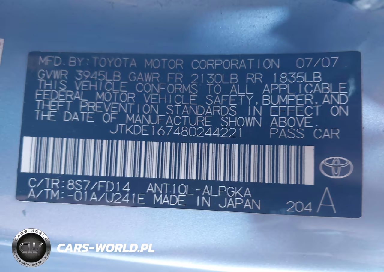 2008 Scion Tc VIN:JTKDE167480244221 - 9