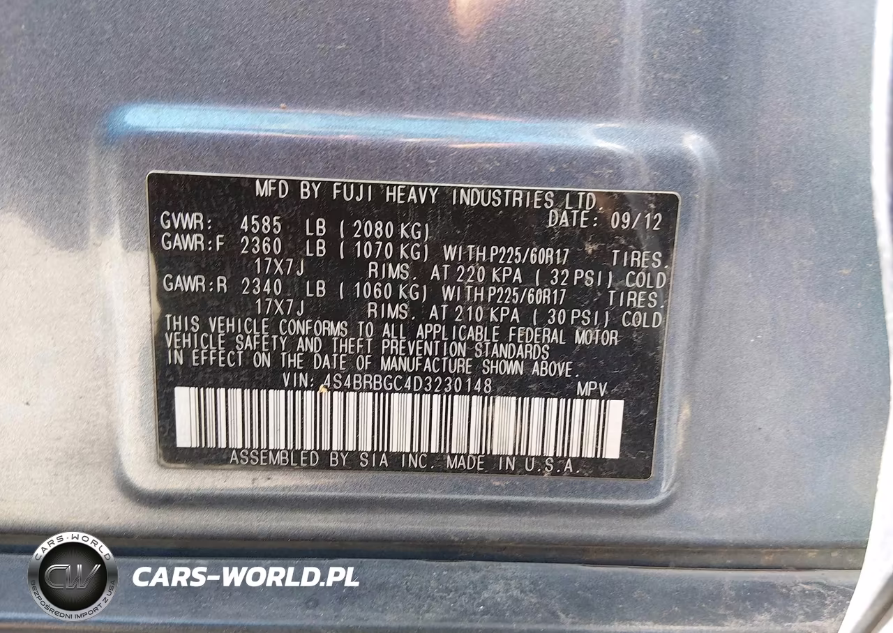 2013 Subaru Outback 2.5I Premium VIN:4S4BRBGC4D3230148 - 9
