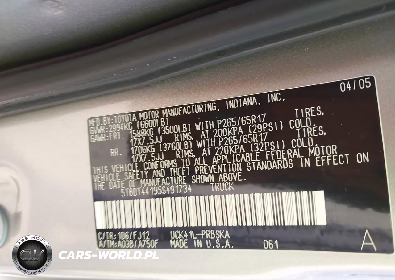 2005 Toyota Tundra Sr5 V8 VIN:5TBDT44195S491734 - 9
