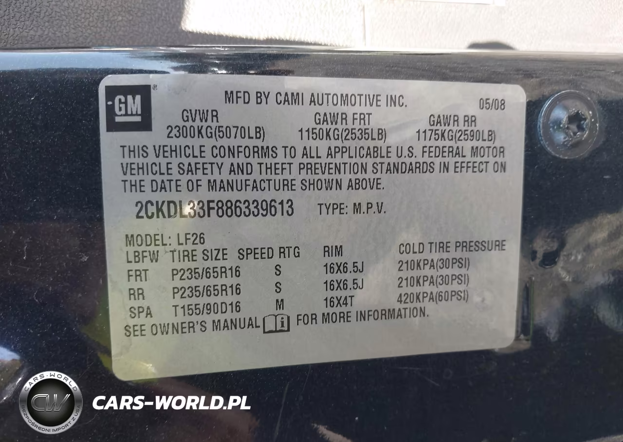 2008 Pontiac Torrent VIN:2CKDL33F886339613 - 9