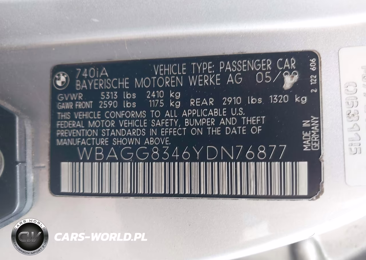 2000 BMW 740Ia VIN:WBAGG8346YDN76877 - 9