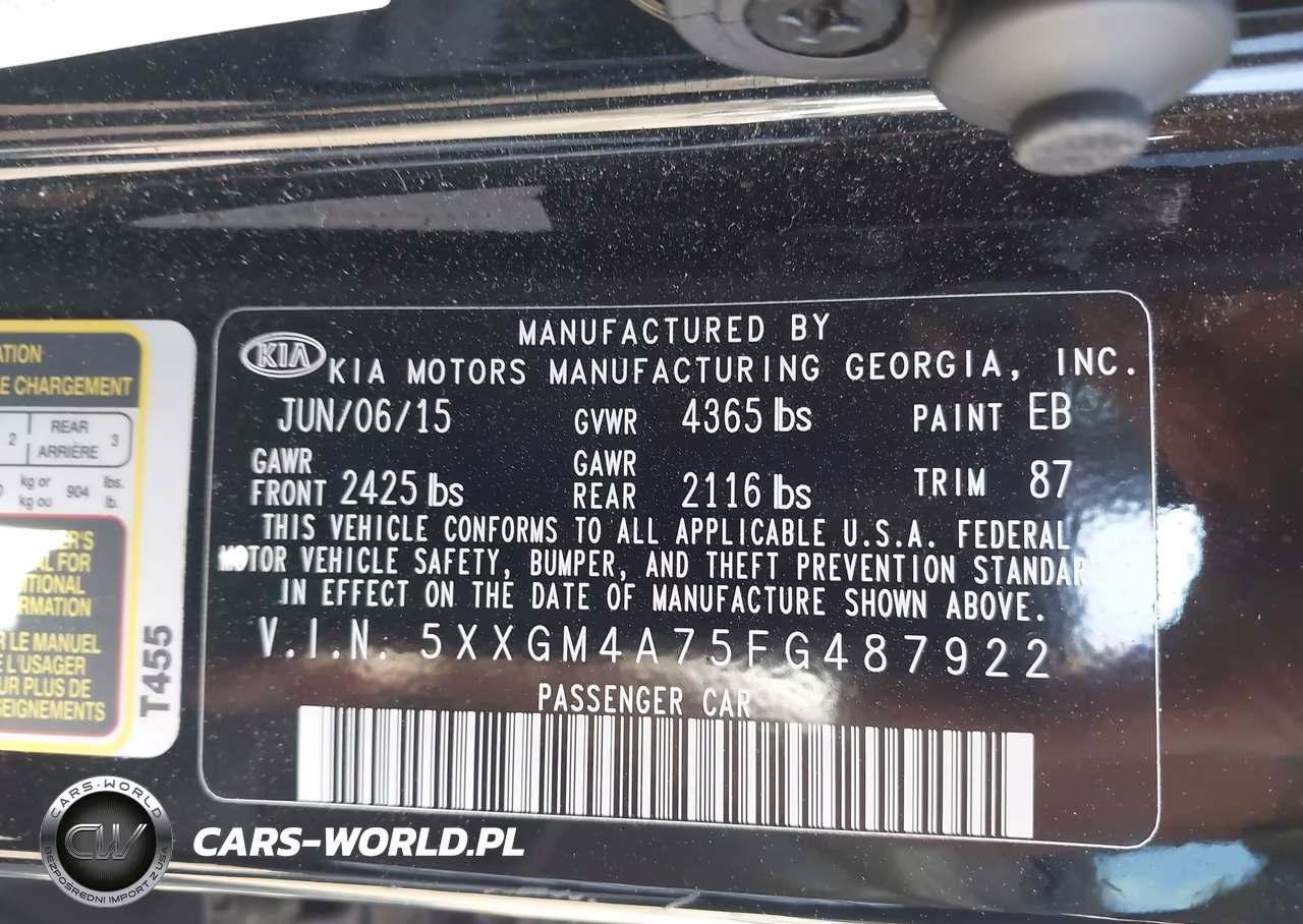 2015 Kia Optima Lx VIN:5XXGM4A75FG487922 - 9