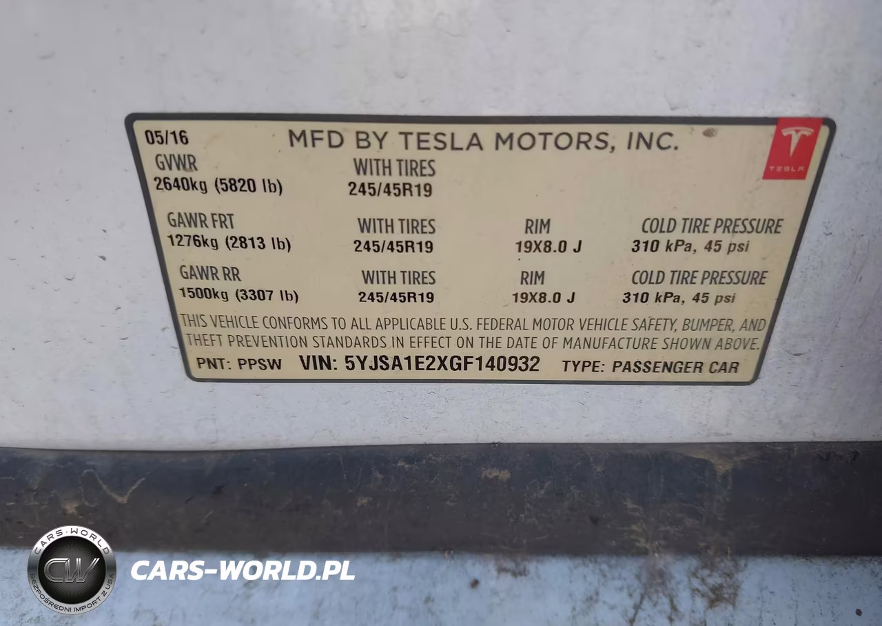 2016 Tesla Model S 60D-70D-75D-85D-90D VIN:5YJSA1E2XGF140932 - 9