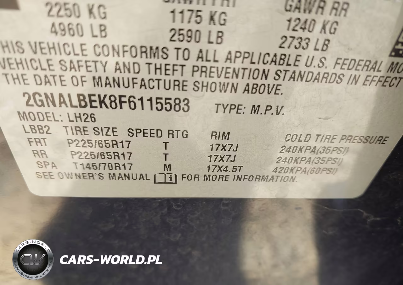 2015 Chevrolet Equinox 1Lt VIN:2GNALBEK8F6115583 - 9