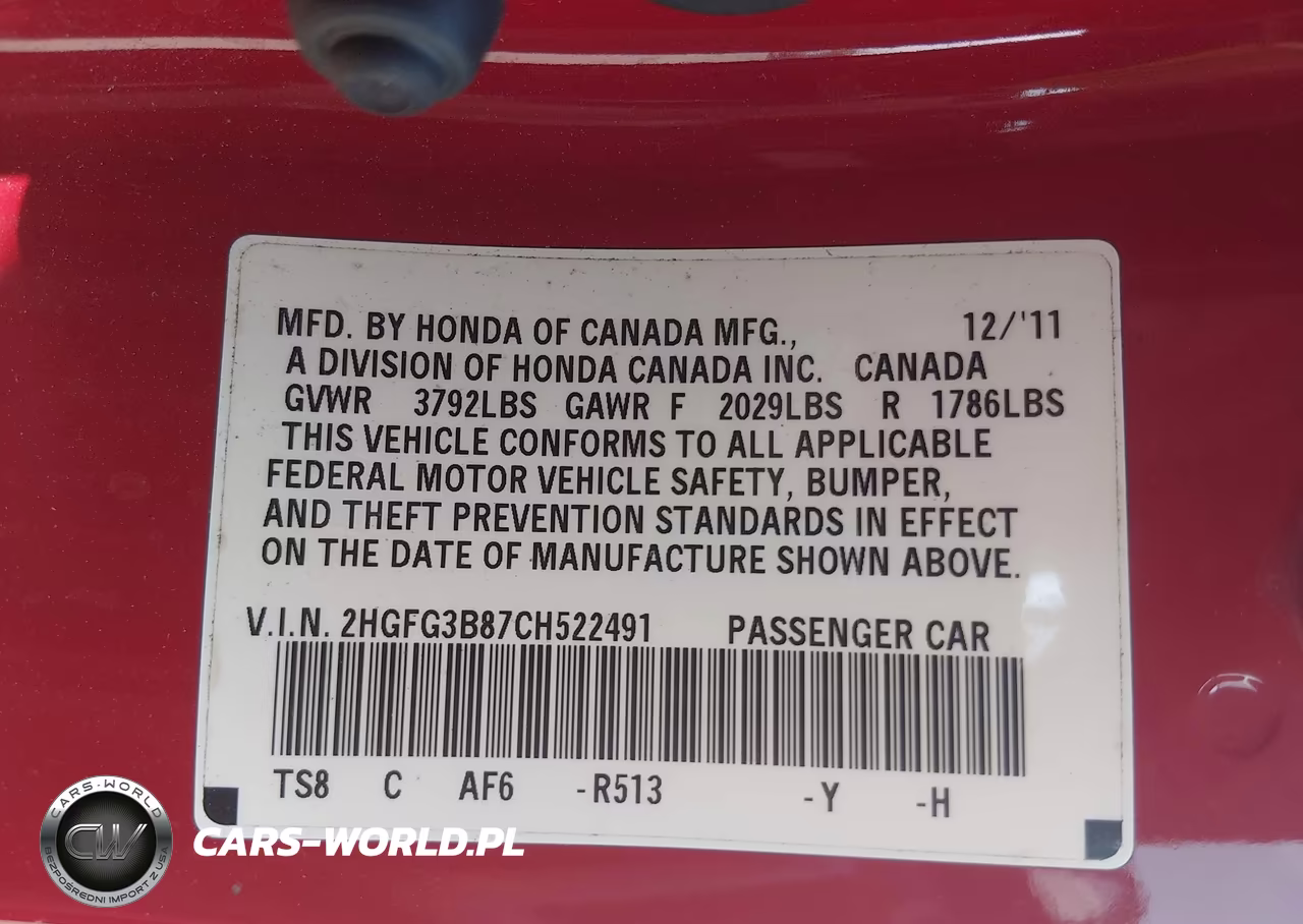 2012 Honda Civic Ex VIN:2HGFG3B87CH522491 - 9