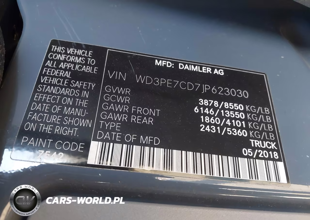 2018 Mercedes-Benz Sprinter 2500 Standard Roof V6 VIN:WD3PE7CD7JP623030 - 9