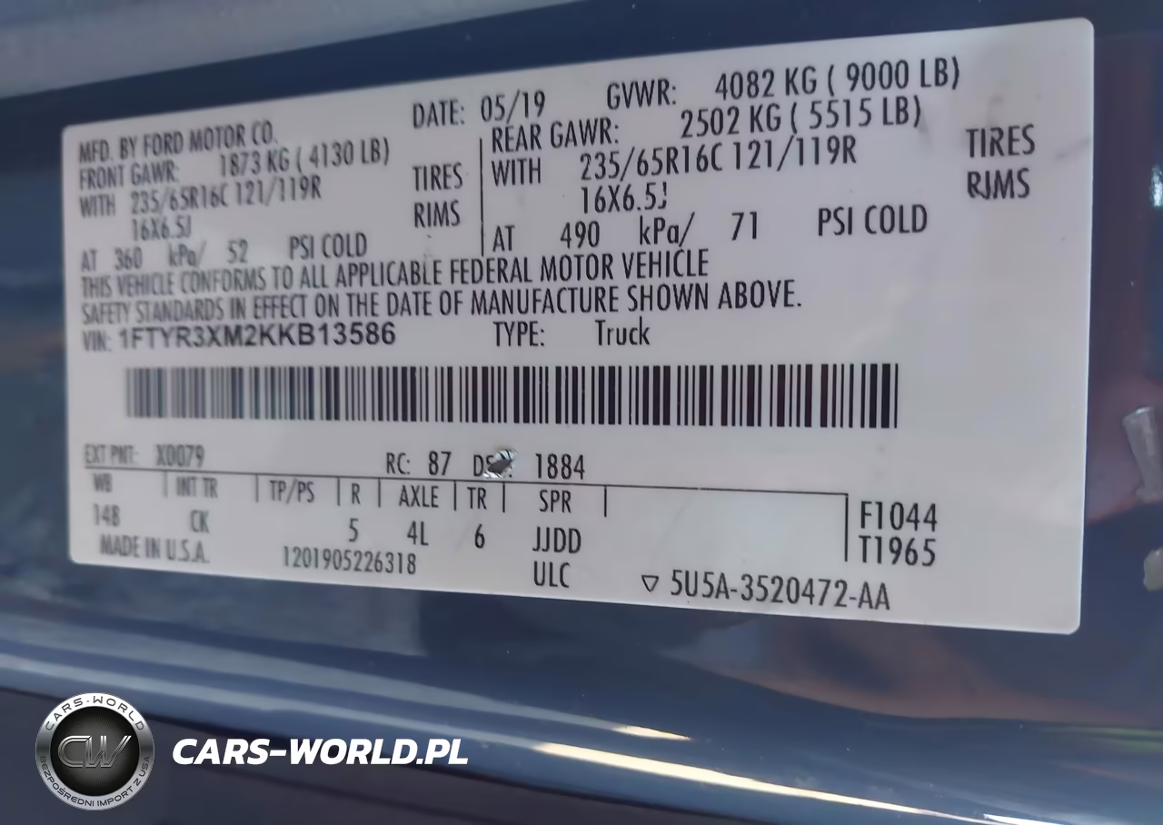 2019 Ford Transit-250 VIN:1FTYR3XM2KKB13586 - 8