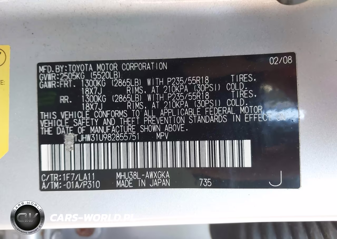 2008 Lexus Rx 400H VIN:JTJHW31U982855751 - 9