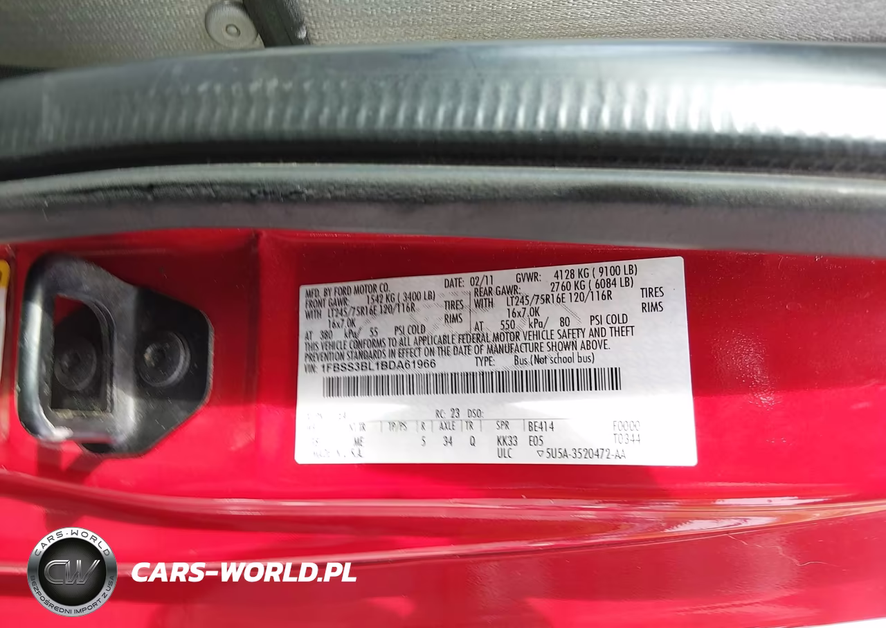 2011 Ford E-350 Super Duty Xlt VIN:1FBSS3BL1BDA61966 - 9