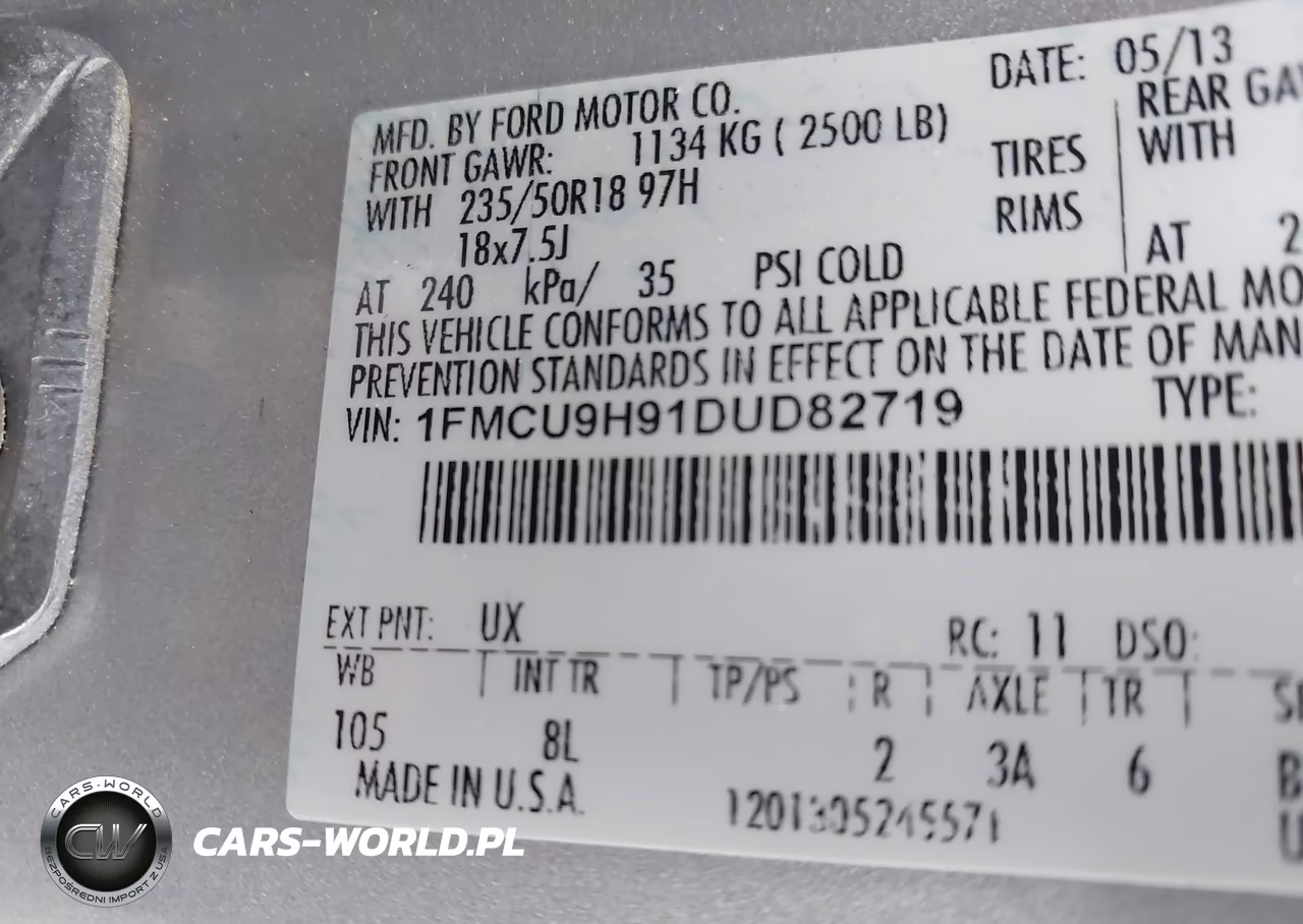 2013 Ford Escape Sel VIN:1FMCU9H91DUD82719 - 9