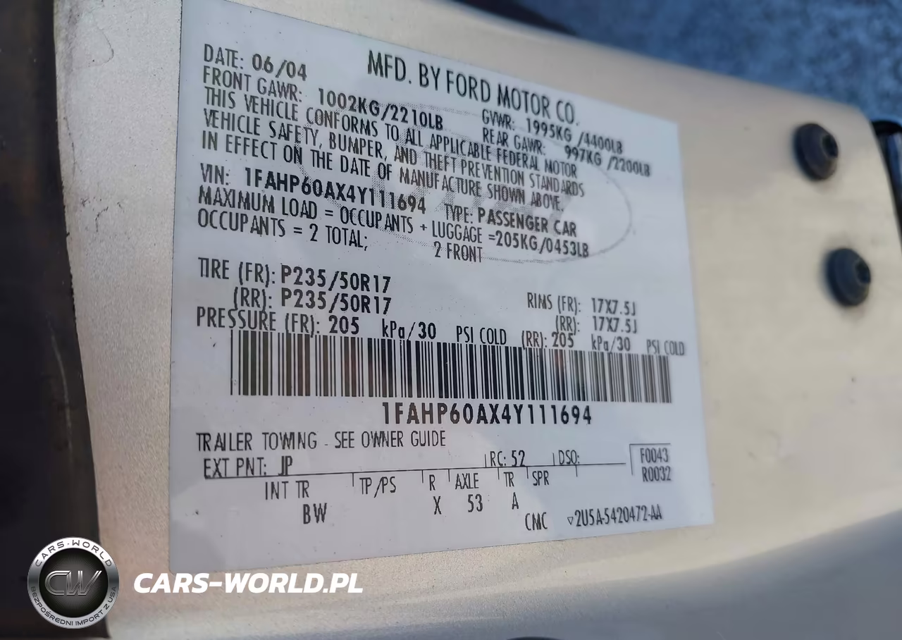 2004 Ford Thunderbird VIN:1FAHP60AX4Y111694 - 9