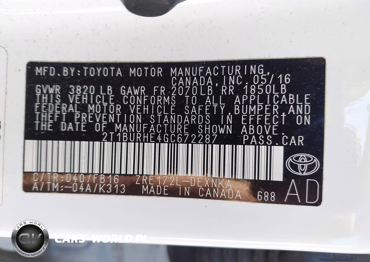 2016 Toyota Corolla Le VIN:2T1BURHE4GC672287 - 9