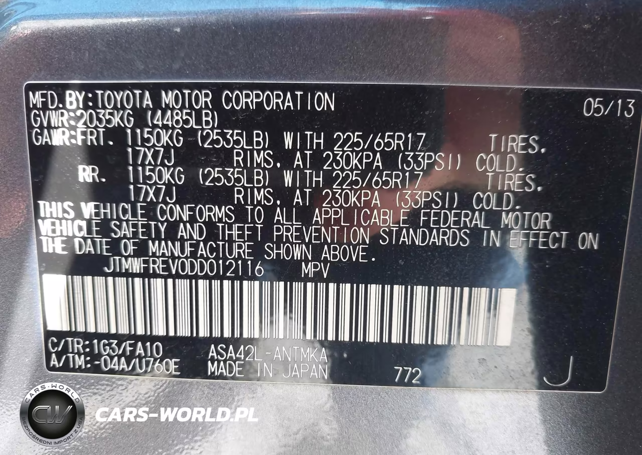 2013 Toyota Rav4 Xle VIN:JTMWFREV0DD012116 - 9