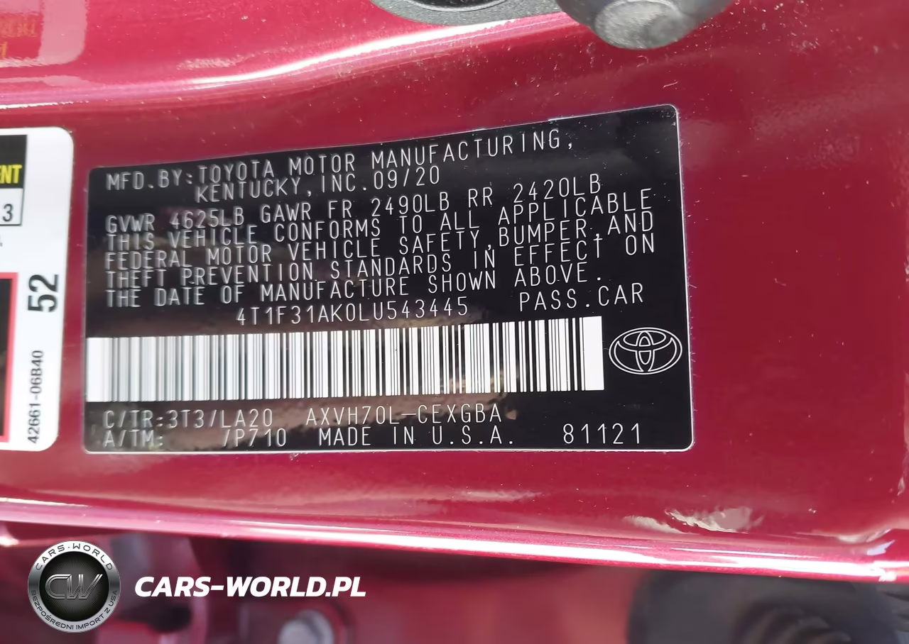 2020 Toyota Camry Hybrid Xle VIN:4T1F31AK0LU543445 - 9