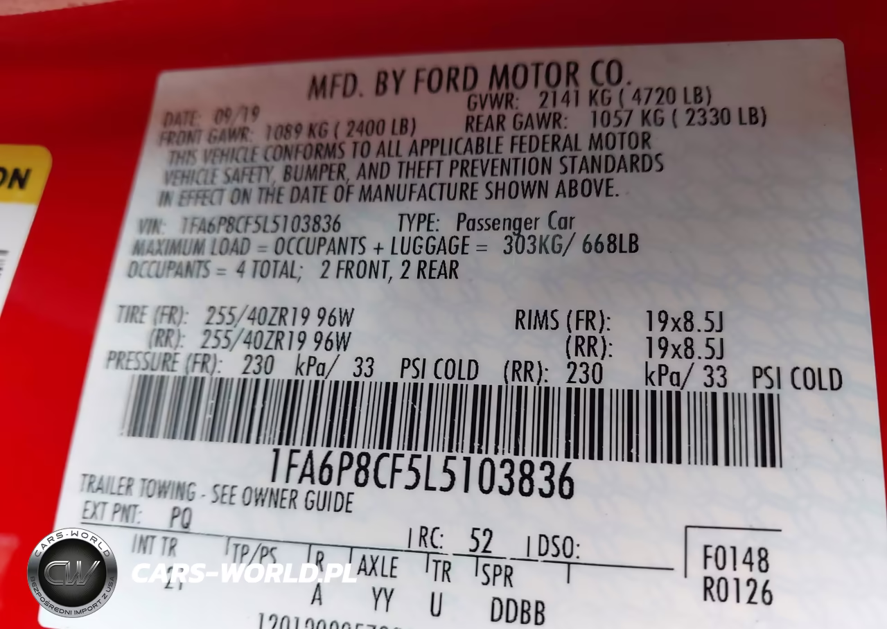 2020 Ford Mustang Gt Fastback VIN:1FA6P8CF5L5103836 - 9