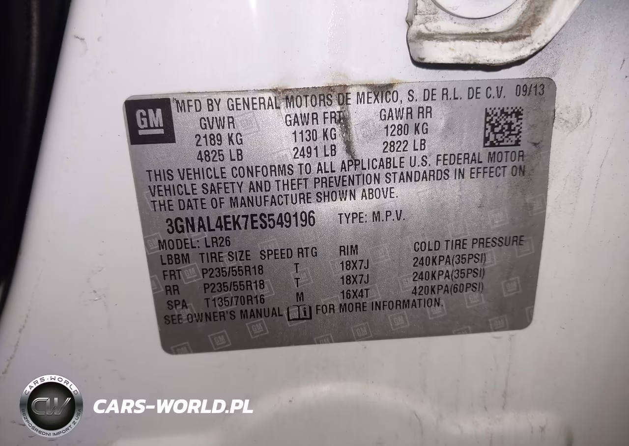 2014 Chevrolet Captiva Sport Ltz VIN:3GNAL4EK7ES549196 - 9