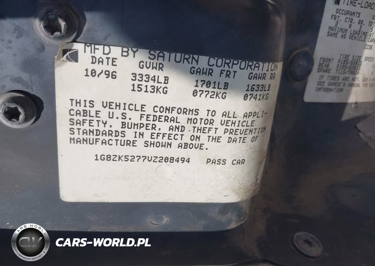 1997 Saturn Sl Sl2 VIN:1G8ZK5277VZ208494 - 9