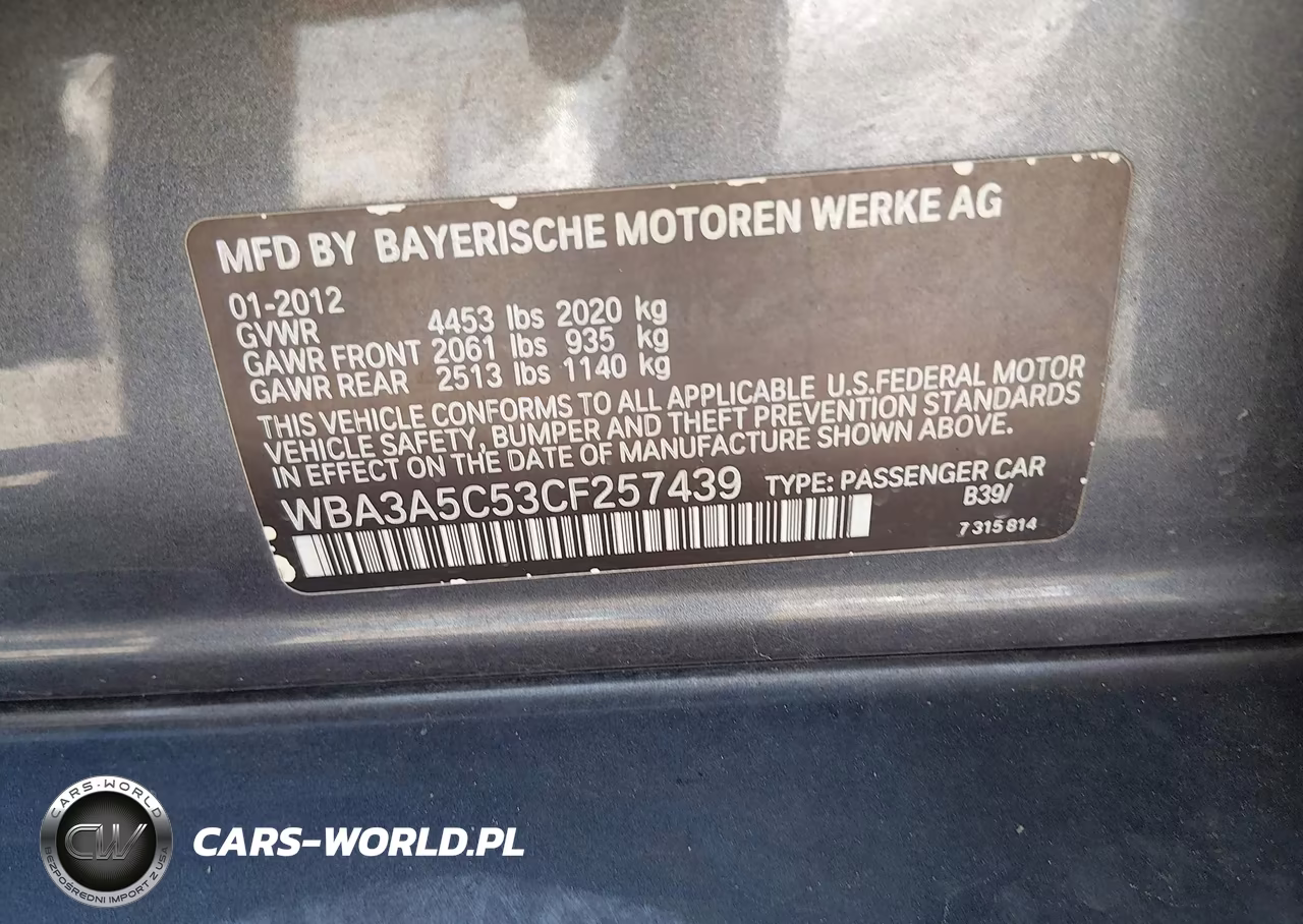 2012 BMW 328I VIN:WBA3A5C53CF257439 - 9