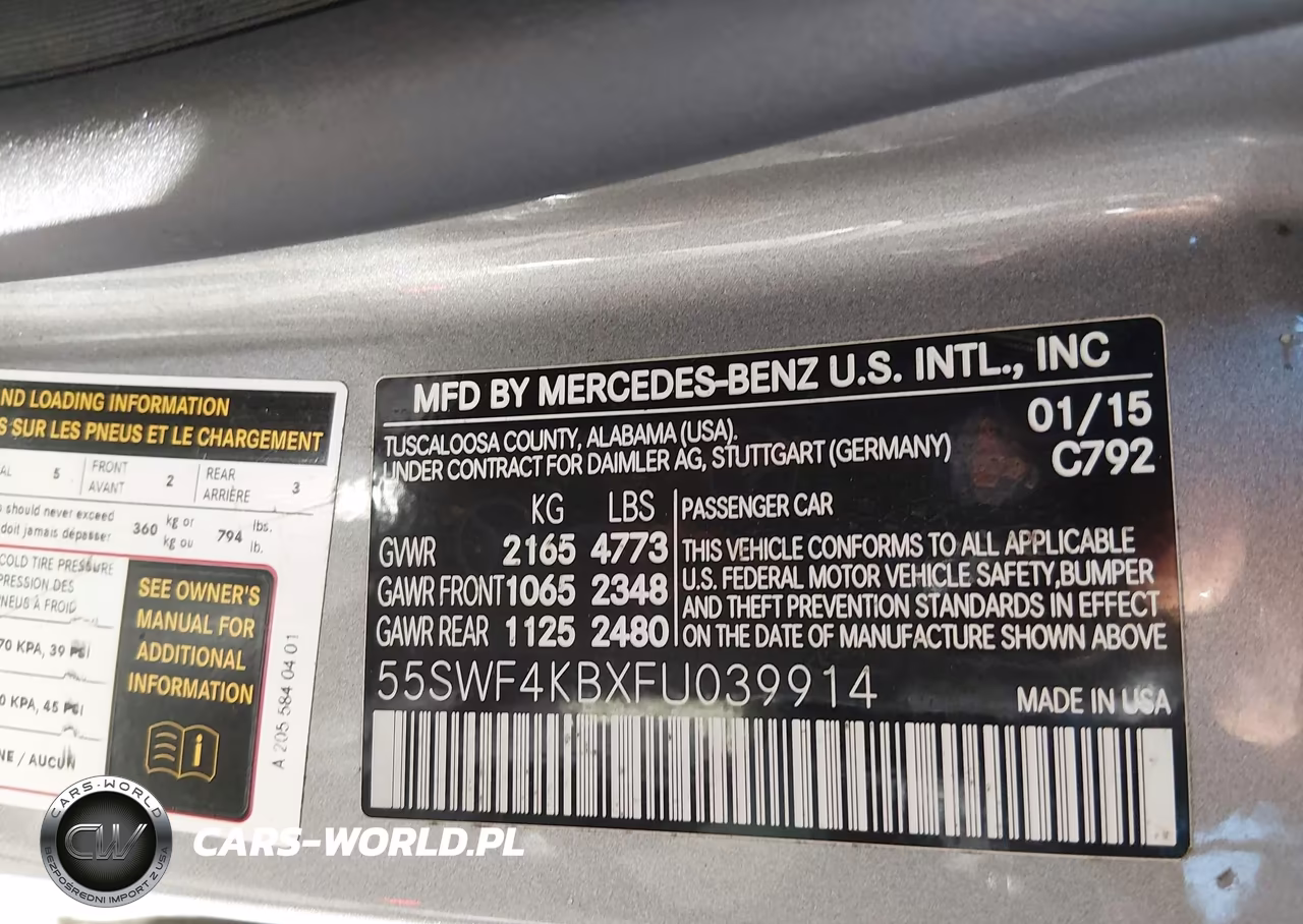 2015 Mercedes-Benz C 300 4Matic VIN:55SWF4KBXFU039914 - 9