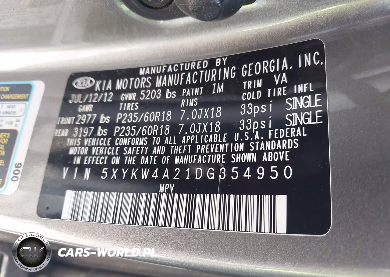 2013 Kia Sorento Sx VIN:5XYKW4A21DG354950 - 9