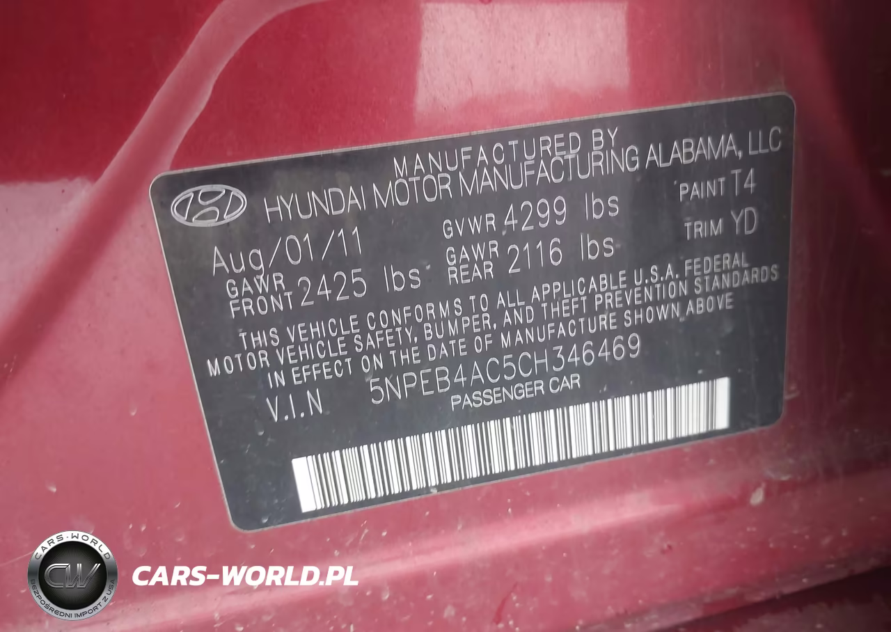 2012 Hyundai Sonata Gls VIN:5NPEB4AC5CH346469 - 9