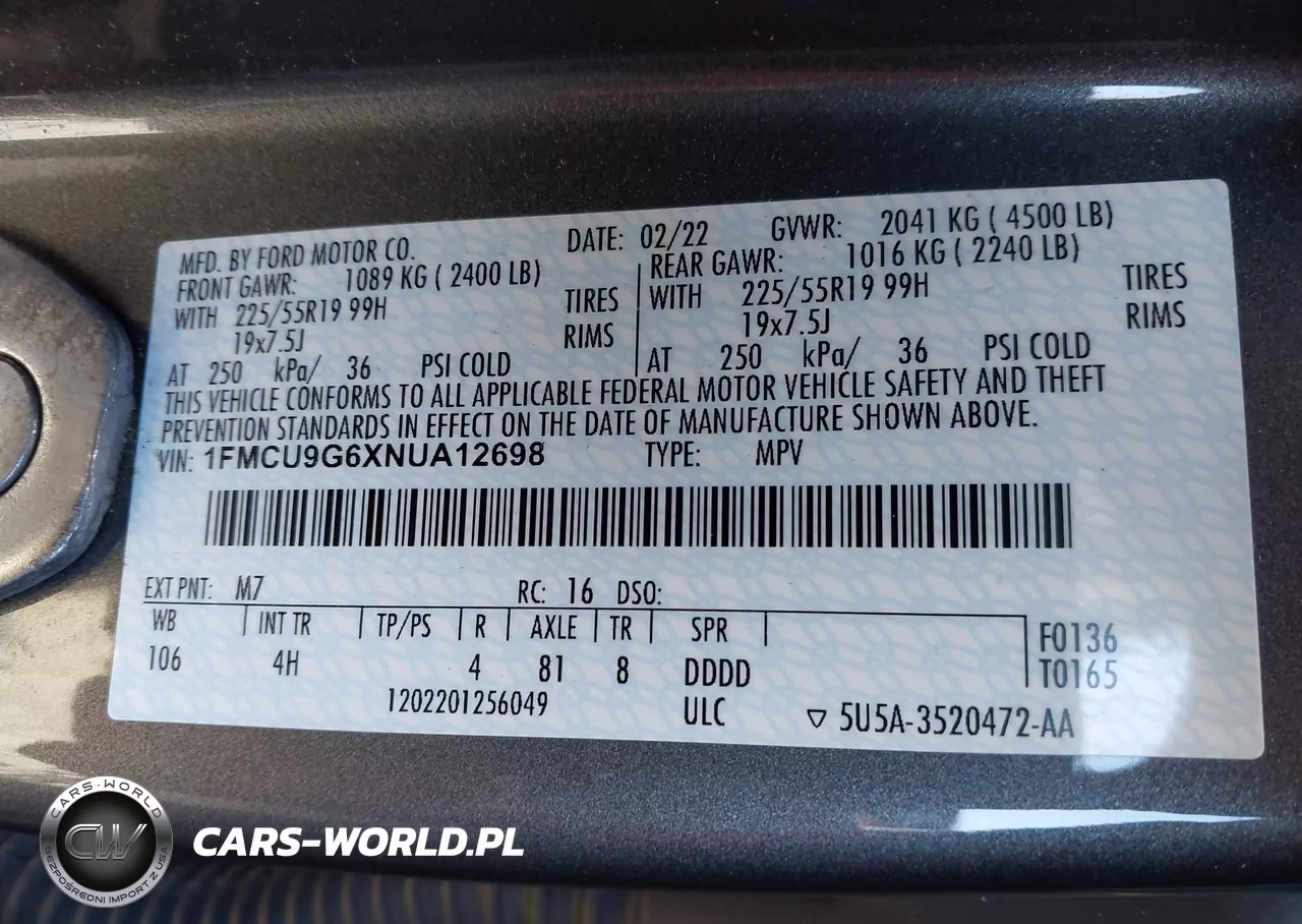 2022 Ford Escape Se VIN:1FMCU9G6XNUA12698 - 9