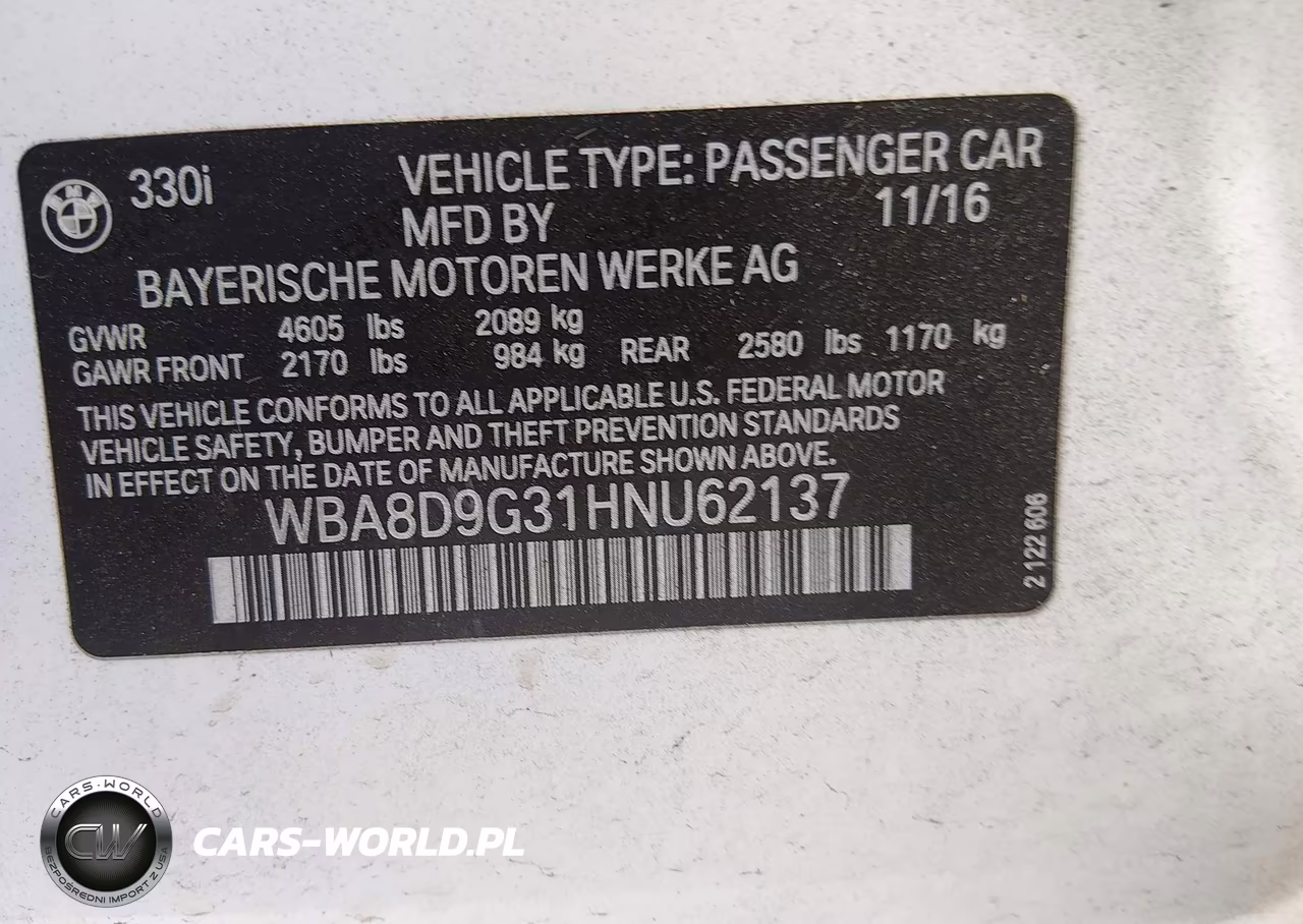2017 BMW 330I xDrive VIN:WBA8D9G31HNU62137 - 9