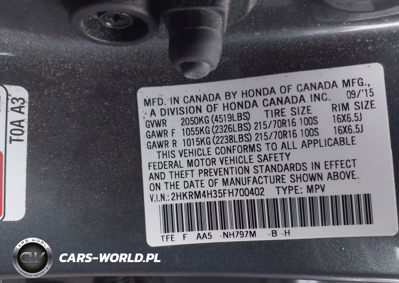 2015 Honda Cr-V Lx VIN:2HKRM4H35FH700402 - 9