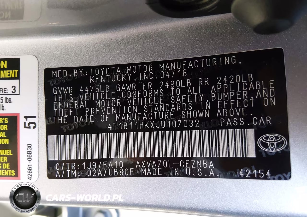 2018 Toyota Camry Le VIN:4T1B11HKXJU107032 - 9
