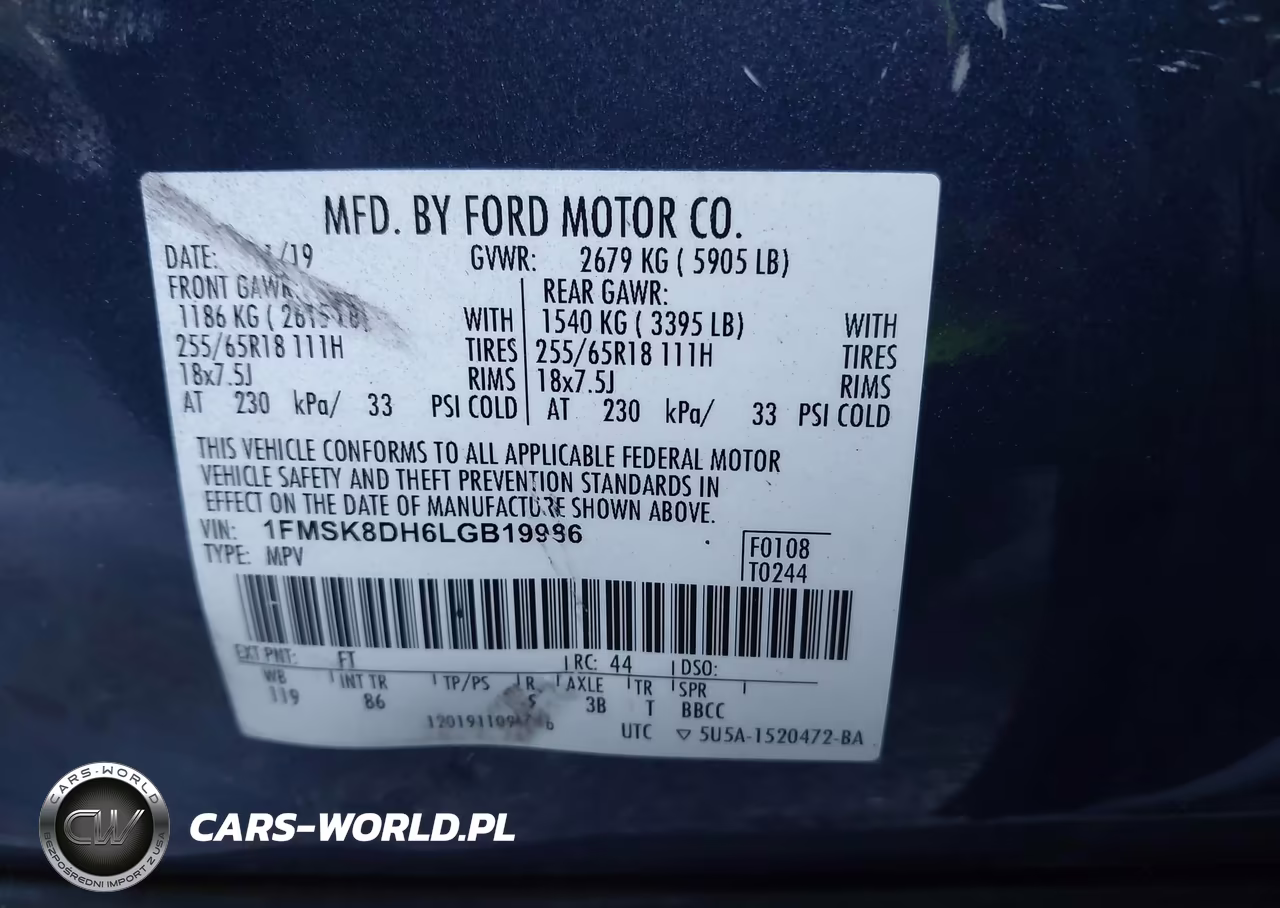 2020 Ford Explorer Xlt VIN:1FMSK8DH6LGB19986 - 9