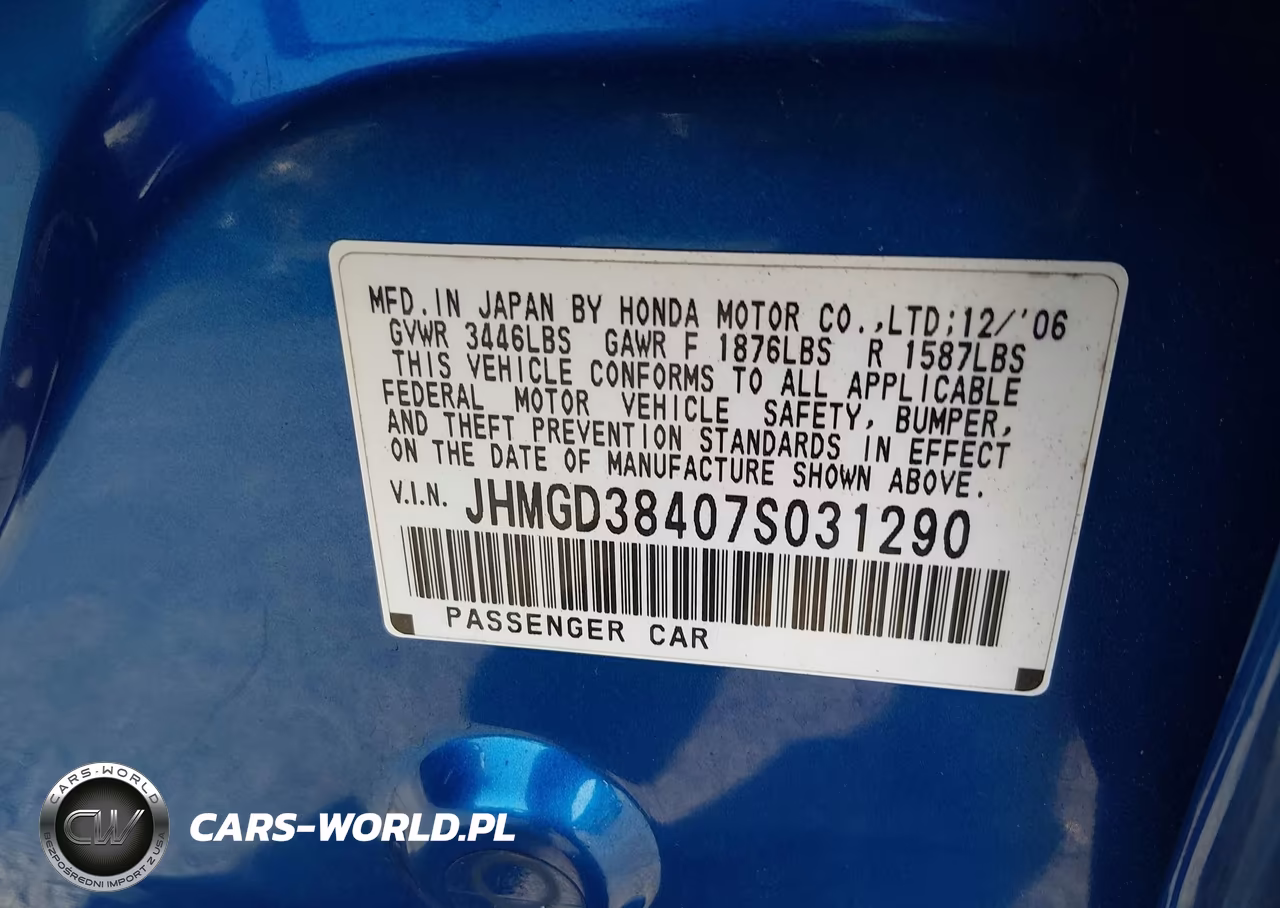 2007 Honda Fit VIN:JHMGD38407S031290 - 9