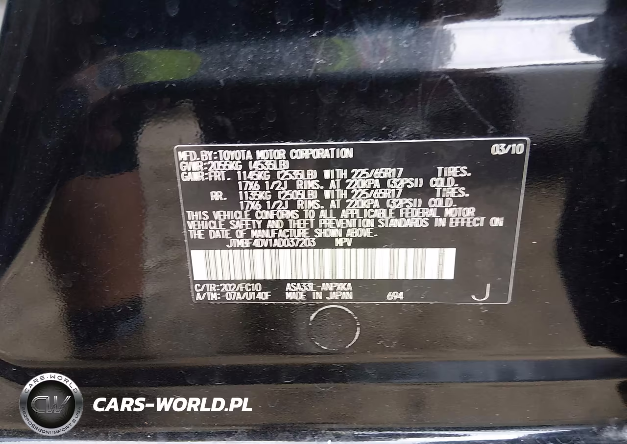 2010 Toyota Rav4 VIN:JTMBF4DV1AD037203 - 9