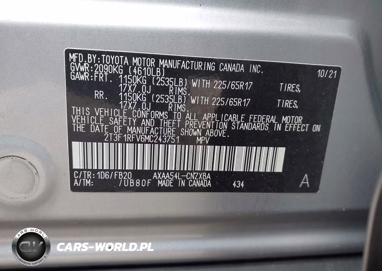2021 Toyota Rav4 Le VIN:2T3F1RFV6MC243751 - 9