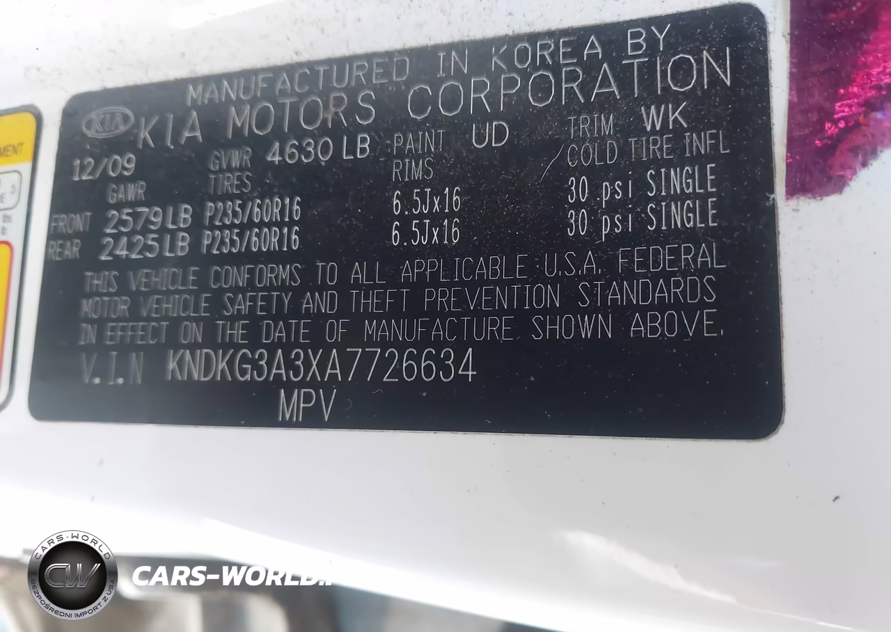 2010 Kia Sportage Lx V6 VIN:KNDKG3A3XA7726634 - 9