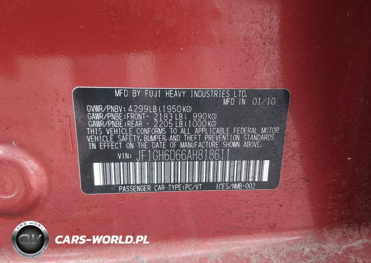 2010 Subaru Impreza Outback Sport VIN:JF1GH6D66AH818611 - 9