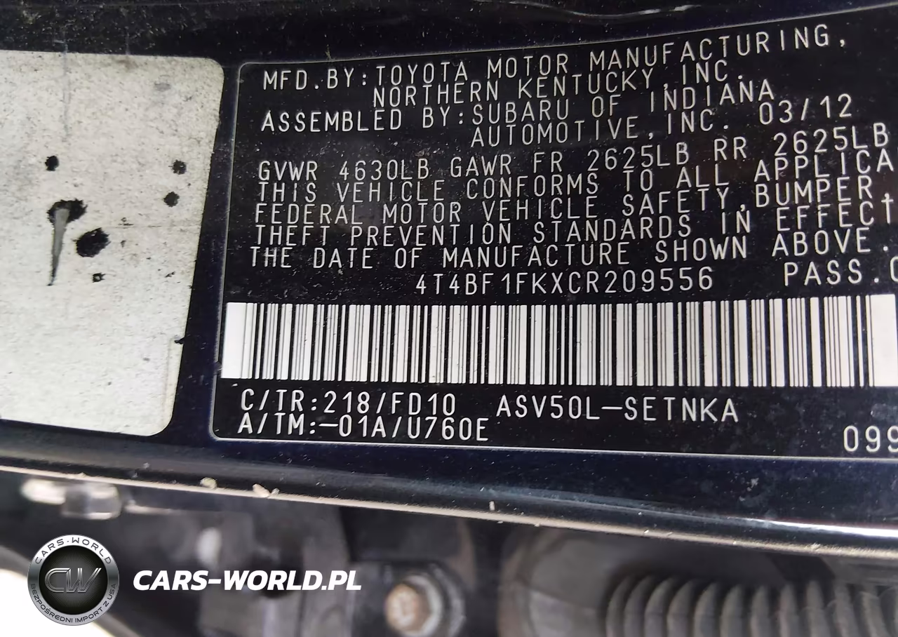 2012 Toyota Camry Le VIN:4T4BF1FKXCR209556 - 9
