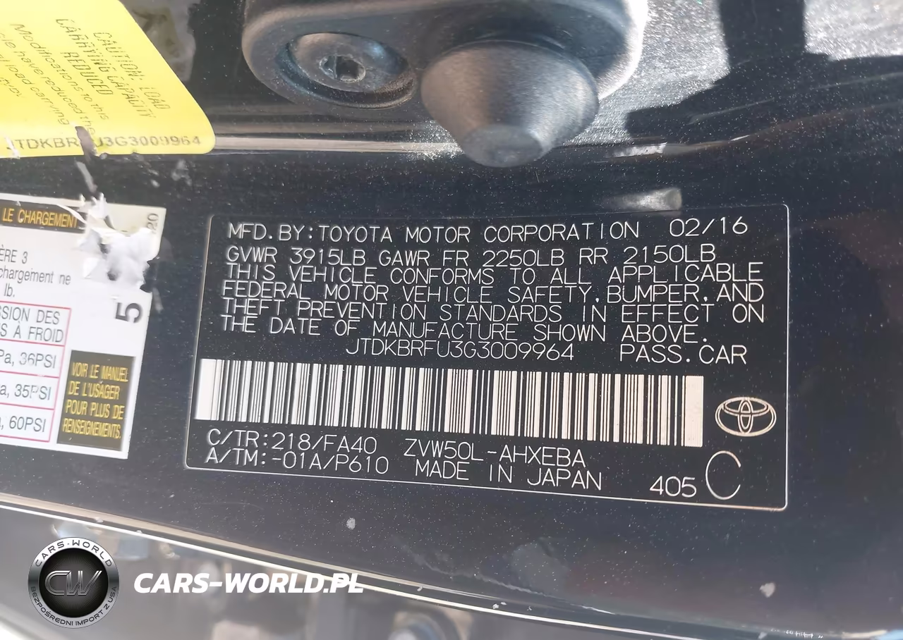 2016 Toyota Prius Two VIN:JTDKBRFU3G3009964 - 9