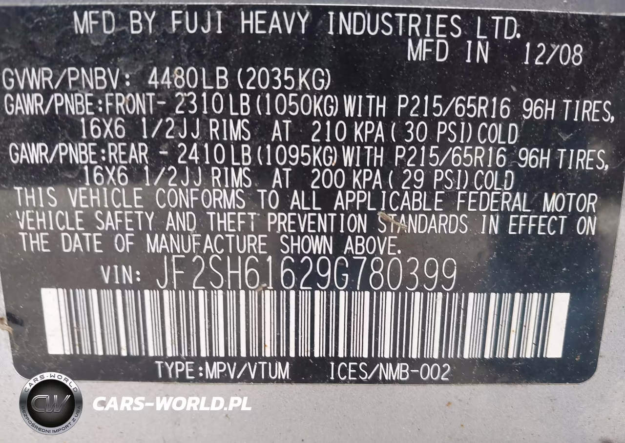 2009 Subaru Forester 2.5X VIN:JF2SH61629G780399 - 9