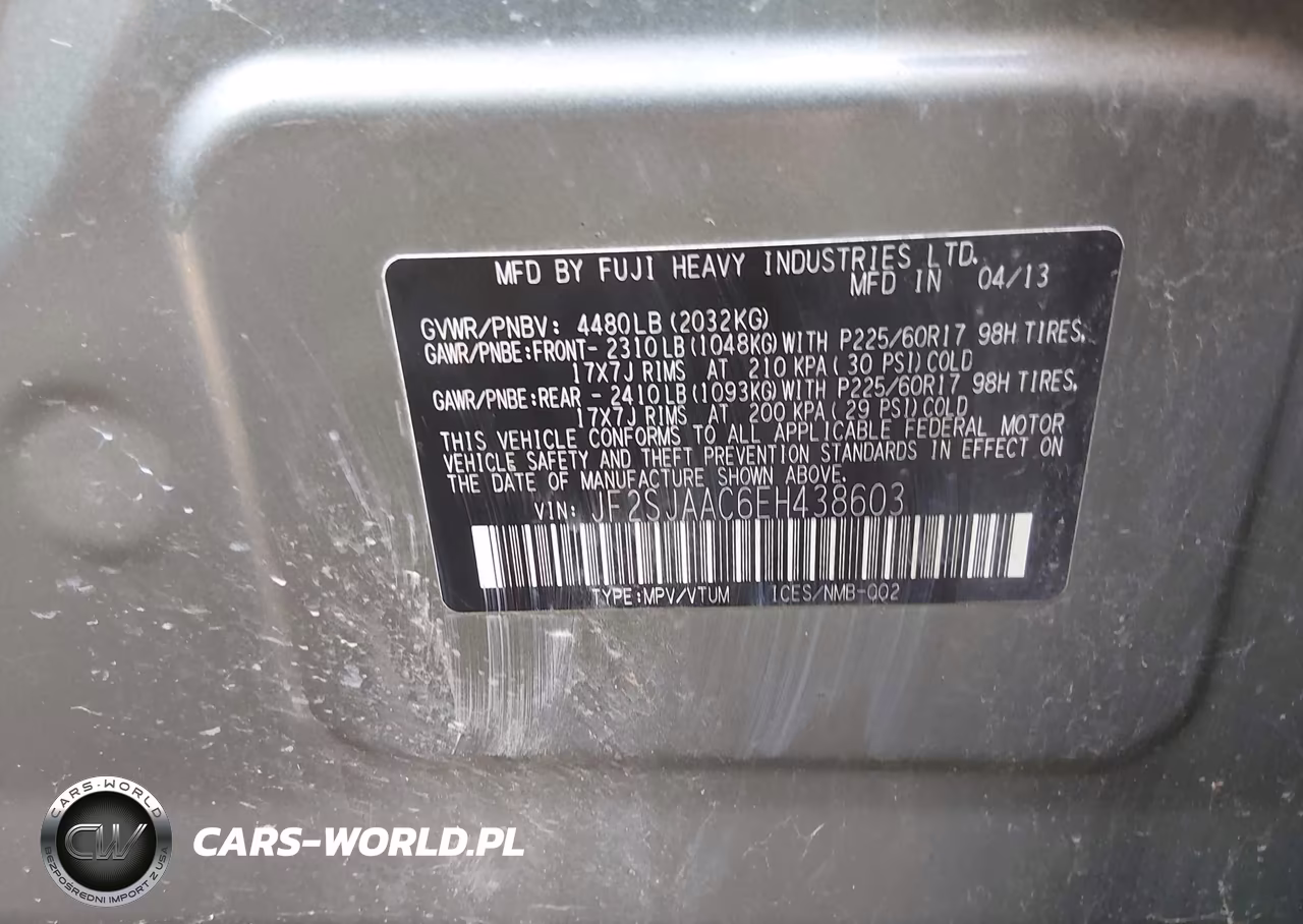 2014 Subaru Forester 2.5I VIN:JF2SJAAC6EH438603 - 9