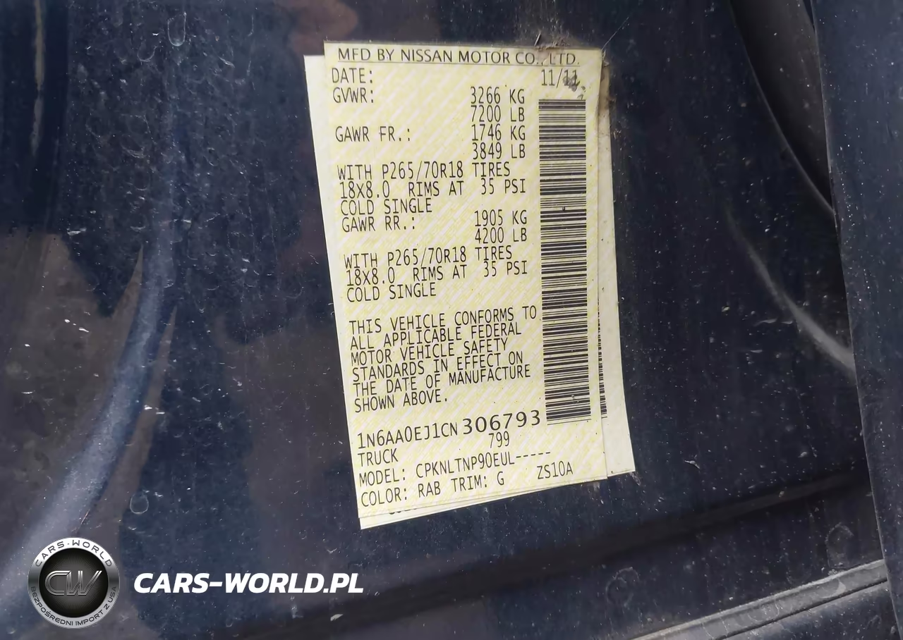 2012 Nissan Titan Sv VIN:1N6AA0EJ1CN306793 - 9