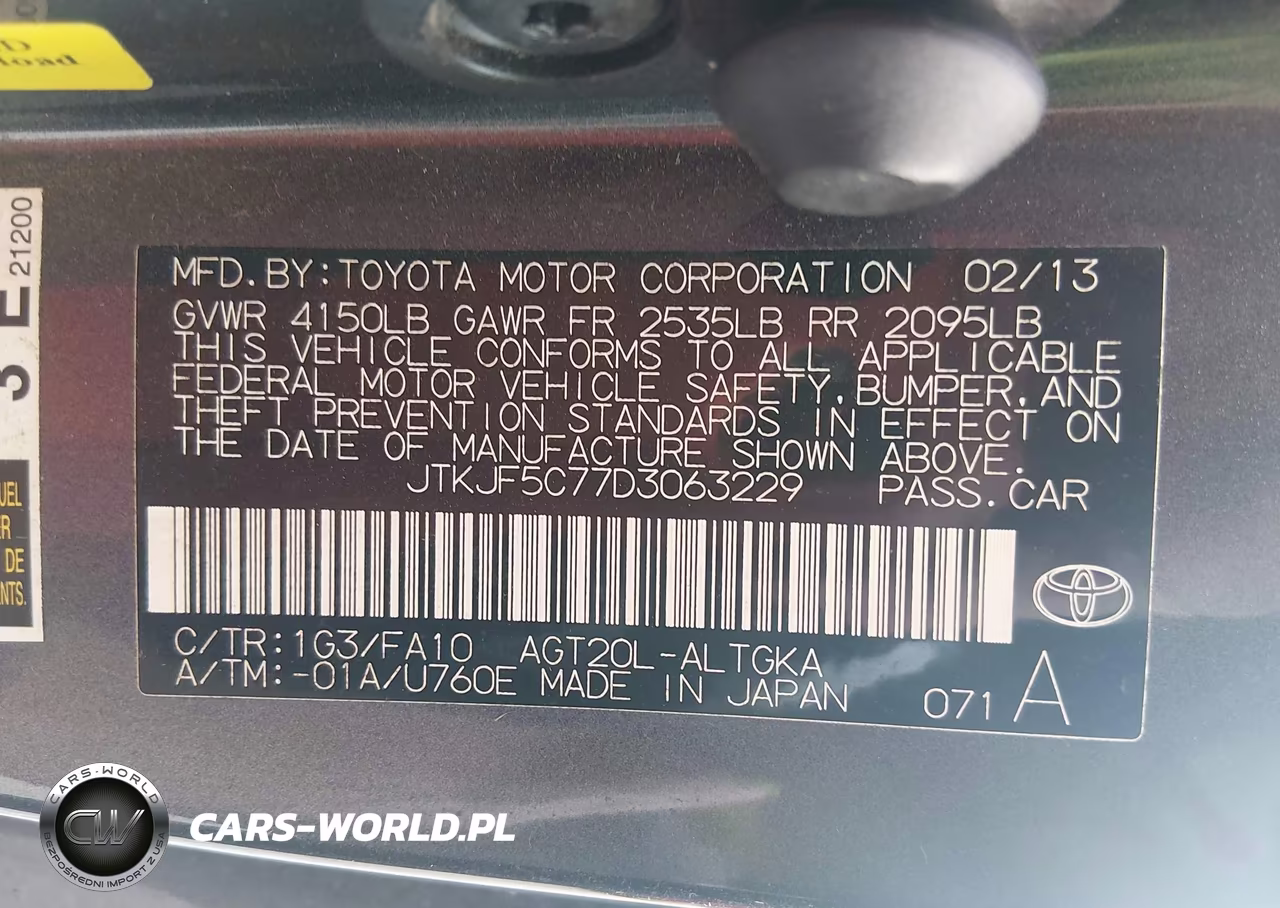 2013 Scion Tc VIN:JTKJF5C77D3063229 - 9