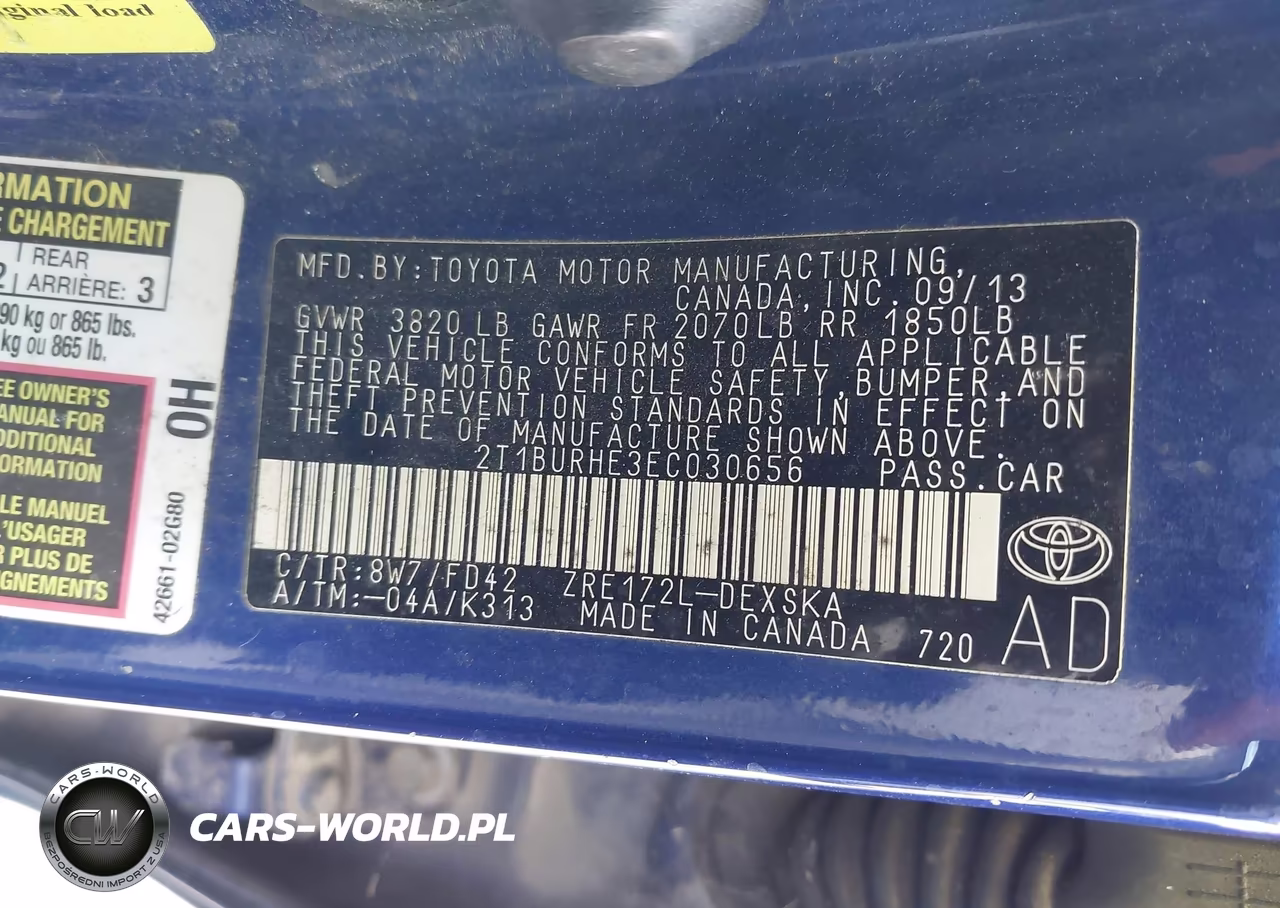 2014 Toyota Corolla S Plus VIN:2T1BURHE3EC030656 - 9