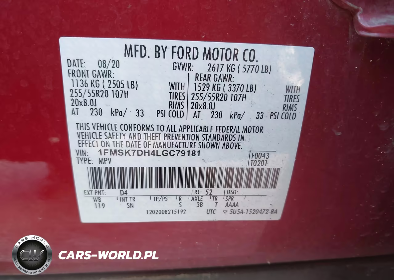 2020 Ford Explorer Xlt VIN:1FMSK7DH4LGC79181 - 9