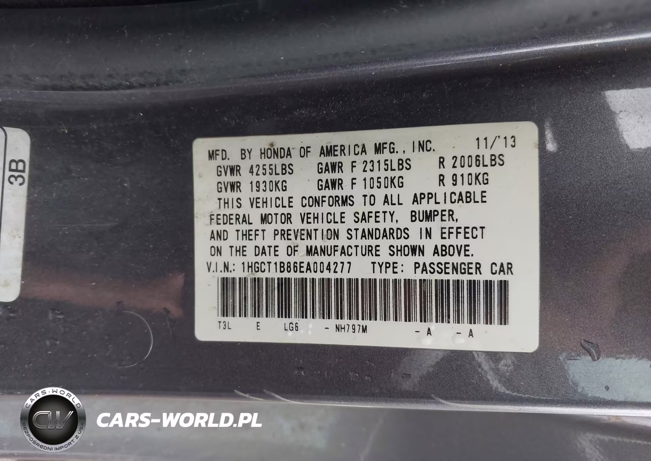 2014 Honda Accord Ex-L VIN:1HGCT1B86EA004277 - 9